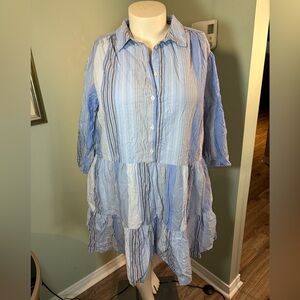 129. GAP Light Blue Striped Button-Front Tiered Dress